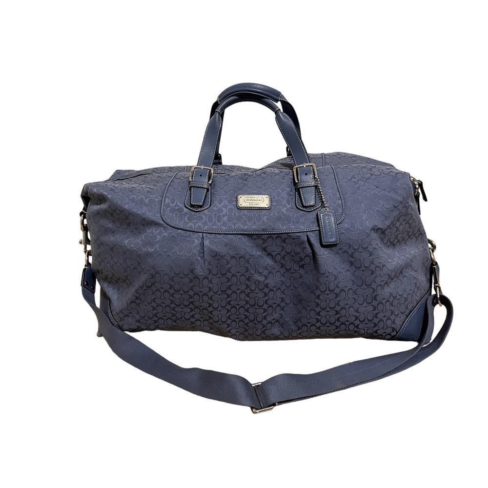 COACH Blue Signature Large D1082-F77154 Duffel Bag Weekender